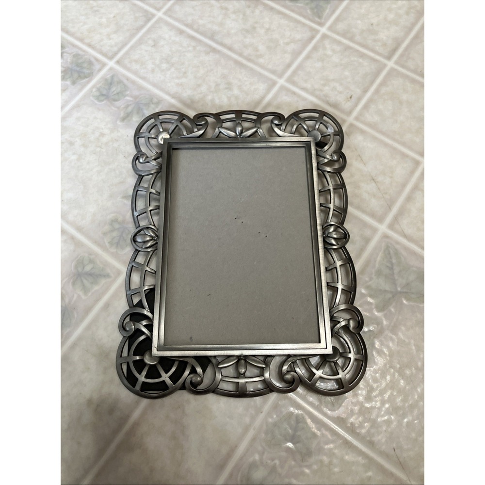Connoisseur Pewter Scroll Picture Frame Geometric Cathedral Window No Glass